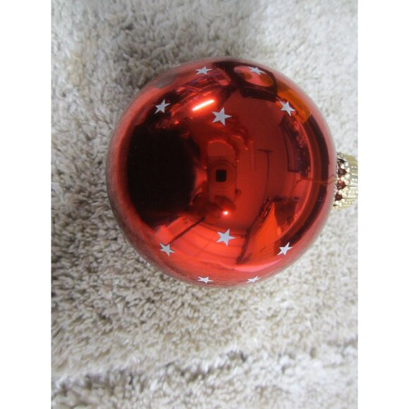 Harley-Davidson Glass Ball Ornament - El Cajon Design Red With Stars & Intricate - Picture 4 of 4